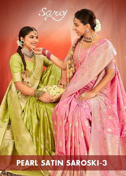 Pearl Satin Saroski Vol 3 By Saroj Satin Silk Surat Saree Wholesale Market
